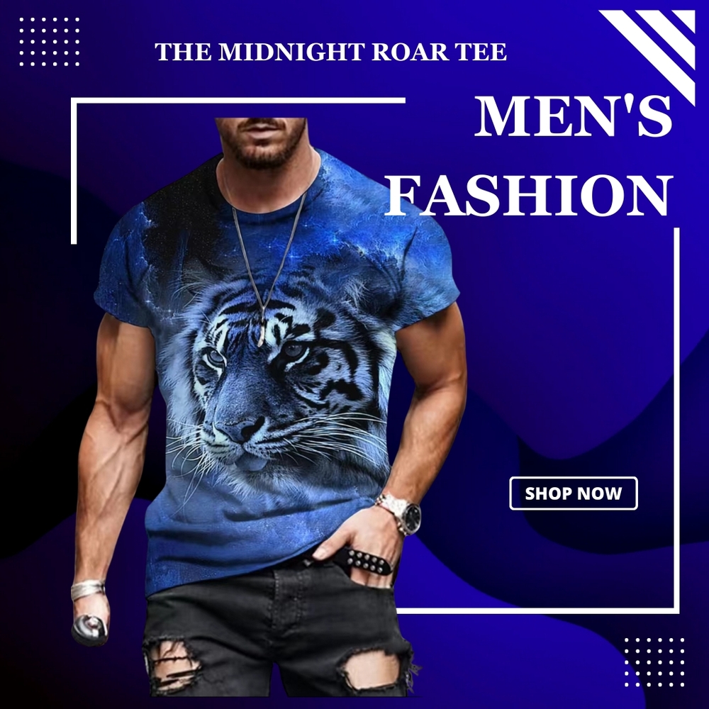 Midnight Roar Men's Blue Graphic Tee